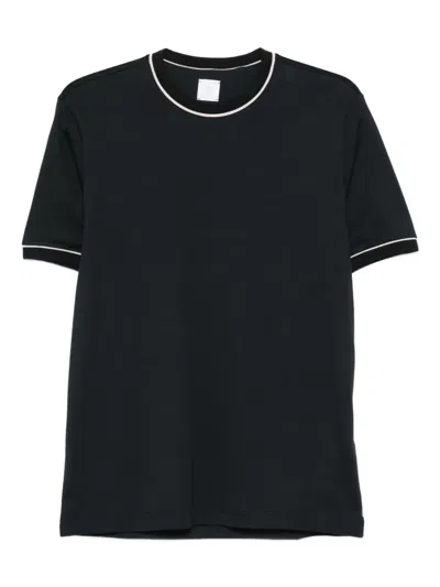 Eleventy Piped-trim Cotton T-shirt In Black