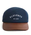 Eleventy Piqué Cotton Leather-brim Baseball Cap In Blue