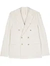 Eleventy Piqué Double-breasted Blazer In Neutrals