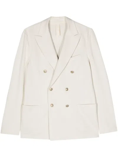 Eleventy Piqué Double-breasted Blazer In Neutrals