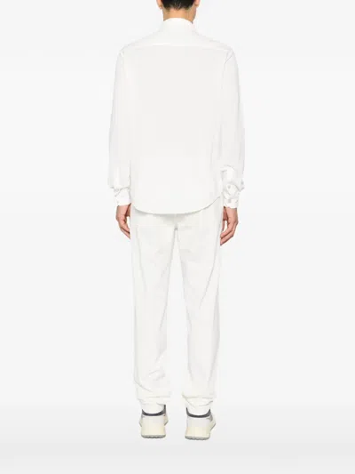 Eleventy Piqué Long-sleeve Shirt In White