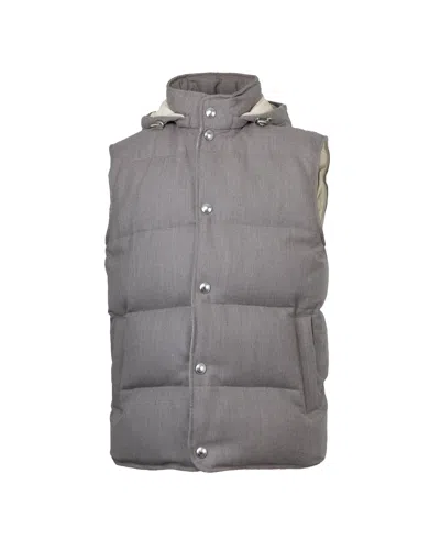 ELEVENTY SLEEVELESS DOWN JACKET IN TECHNICAL WOOL, GREY