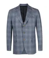Eleventy Plaid-check Single-breasted Blazer In Gray