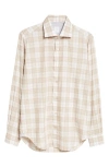 Eleventy Plaid Cotton Button-up Shirt In Beige And Light Gray