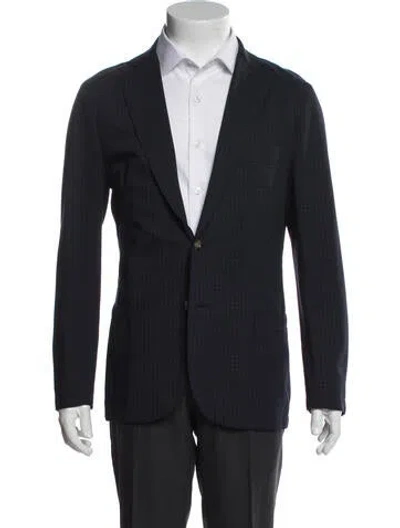 Pre-owned Eleventy Plaid Print Blazer In Blue