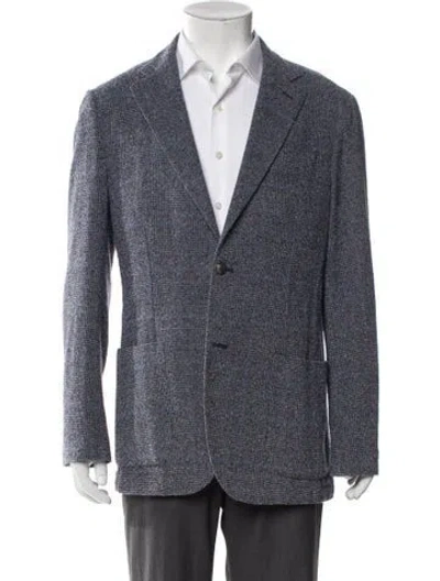 Pre-owned Eleventy Plaid Print Blazer In Blue