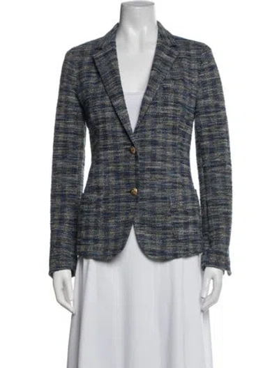 Pre-owned Eleventy Plaid Print Blazer In Blue