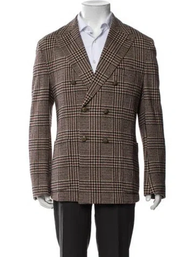 Pre-owned Eleventy Plaid Print Blazer In Neutrals