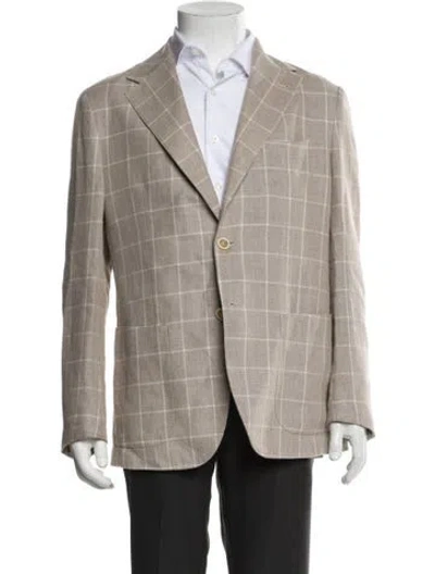 Pre-owned Eleventy Plaid Print Blazer In Neutrals