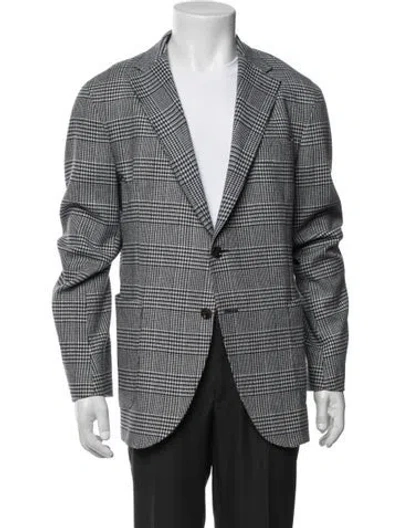 Pre-owned Eleventy Plaid Print Coat In Blue