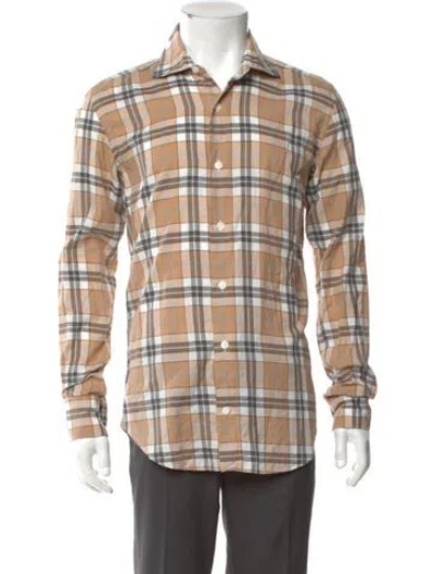 Pre-owned Eleventy Plaid Print Long Sleeve Shirt In Neutral