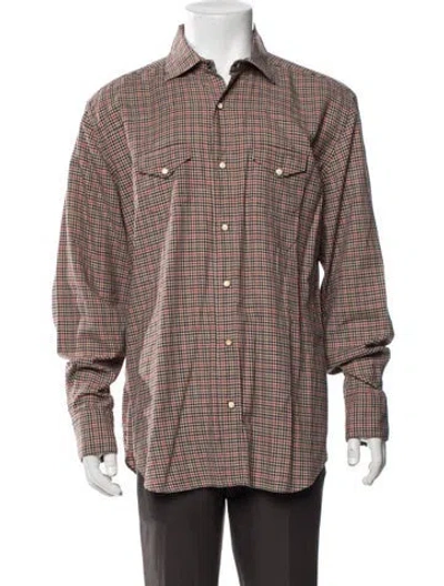 Pre-owned Eleventy Plaid Print Long Sleeve Shirt In Red