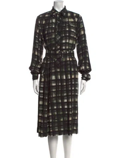 Pre-owned Eleventy Plaid Print Midi Length Dress In Black
