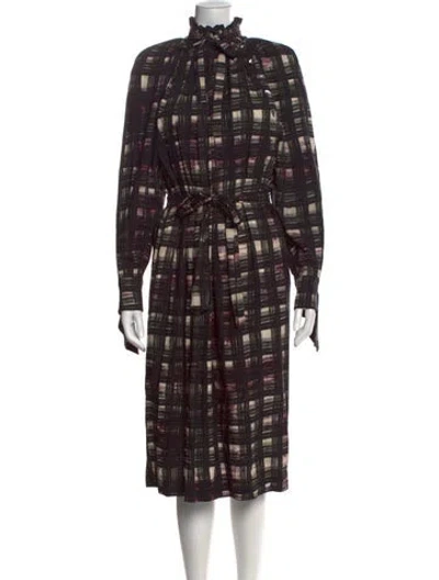 Pre-owned Eleventy Plaid Print Midi Length Dress In Black