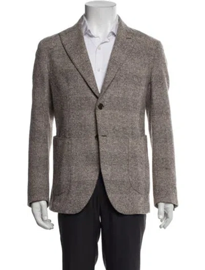 Pre-owned Eleventy Plaid Print Peacoat In Gray