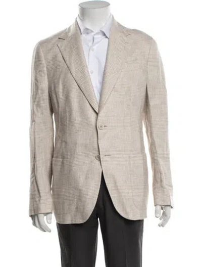 Pre-owned Eleventy Plaid Print Sport Coat W/ Tags In Neutrals