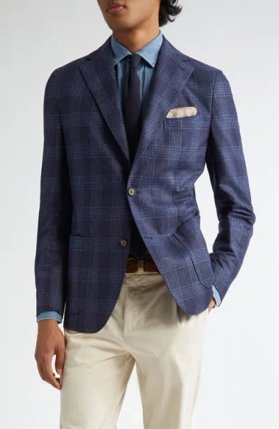 Eleventy Plaid Wool Blend Sport Coat In Blue
