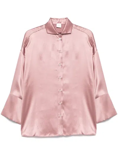 Eleventy Plain Silk Shirt In Pink