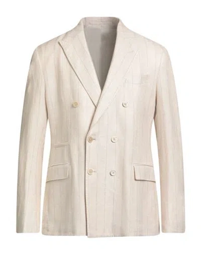 Eleventy Platinum Man Blazer Beige Size 44 Linen, Wool, Silk In Multi