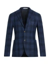 Eleventy Check-pattern Single-breasted Jacket In Blue