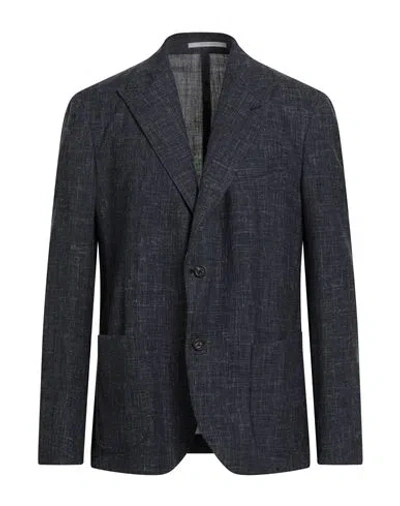 Eleventy Platinum Man Blazer Navy Size 48 Wool, Silk, Linen In Gray