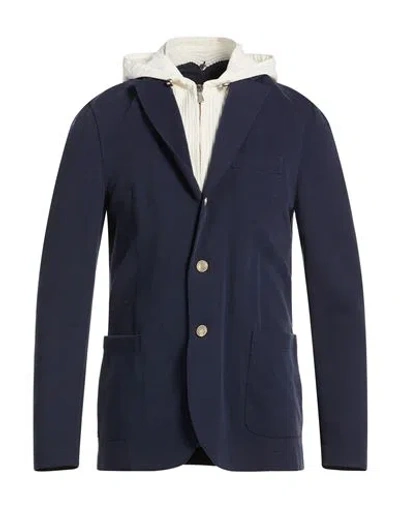 Eleventy Platinum Man Blazer Navy Size M Cotton, Polyamide, Elastane In Blue
