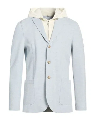 Eleventy Platinum Man Blazer Sky Blue Size M Cotton, Polyamide, Elastane