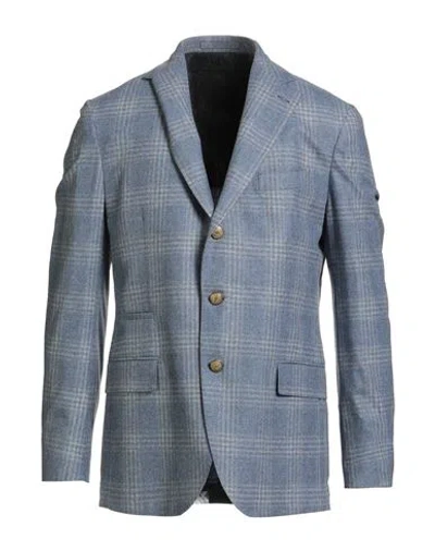 Eleventy Platinum Man Blazer Slate Blue Size 40 Wool, Silk, Cashmere