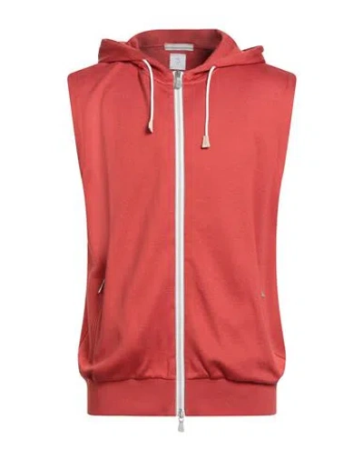 Eleventy Platinum Man Cardigan Tomato Red Size S Cotton, Polyamide