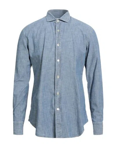 Eleventy Platinum Man Denim Shirt Blue Size 17 Cotton