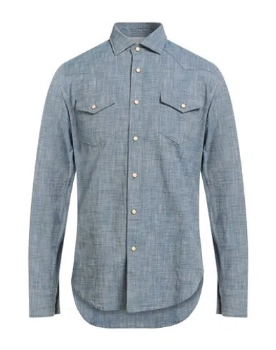 Eleventy Platinum Man Denim Shirt Blue Size S Cotton