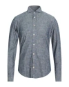 Eleventy Platinum Man Denim Shirt Blue Size S Cotton In Gray
