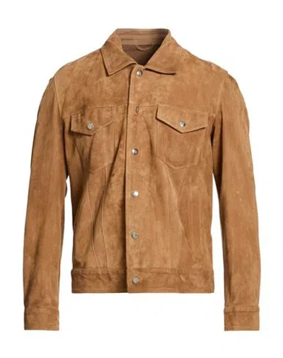 Eleventy Platinum Man Jacket Camel Size 40 Goat Skin In Sand