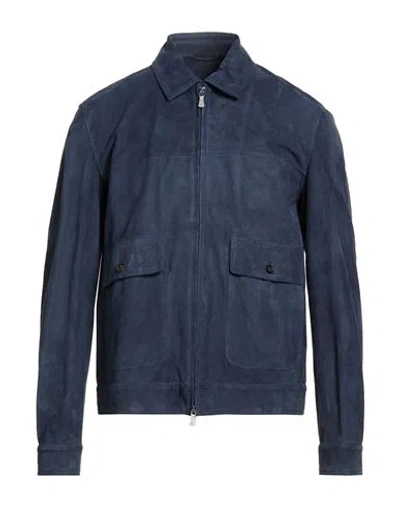 Eleventy Platinum Man Jacket Midnight Blue Size 40 Goat Skin