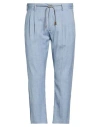 Eleventy Platinum Man Pants Azure Size 42 Wool, Silk, Linen In Blue