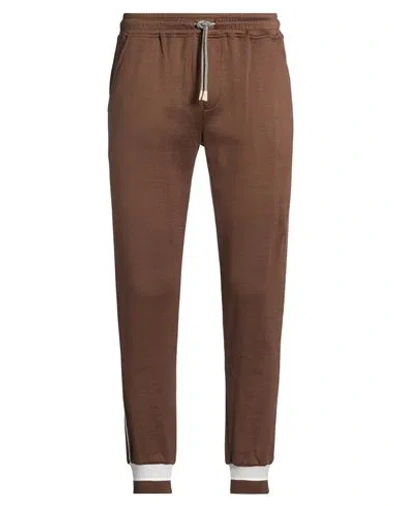 Eleventy Platinum Man Pants Brown Size M Cotton, Polyamide