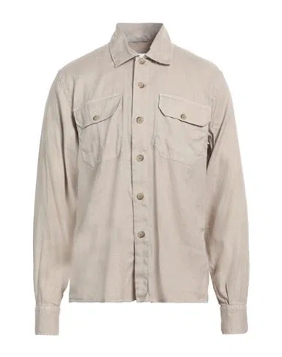 Eleventy Platinum Man Shirt Beige Size Xxl Linen, Cotton, Elastane In Sand
