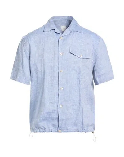 Eleventy Platinum Man Shirt Light Blue Size M Linen
