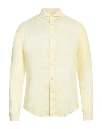 Eleventy Platinum Man Shirt Pastel Yellow Size S Linen