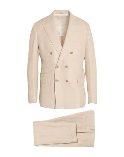 Eleventy Platinum Man Suit Beige Size 40 Linen, Wool, Silk In Sand