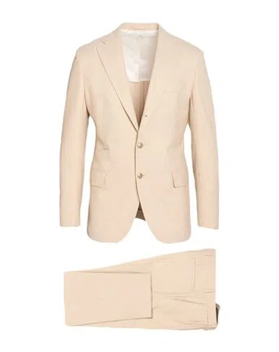 Eleventy Platinum Man Suit Beige Size 46 Wool In Pink