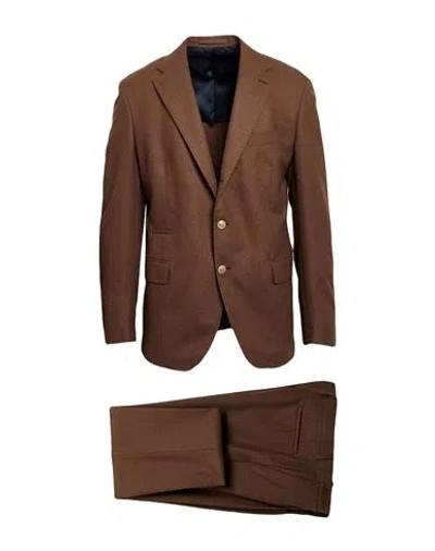 Eleventy Platinum Man Suit Brown Size 44 Wool