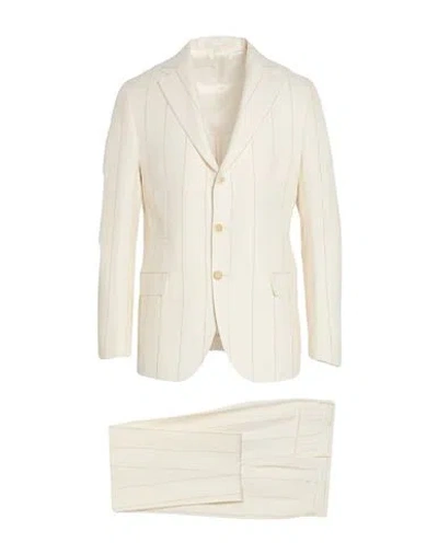 Eleventy Platinum Man Suit Ivory Size 40 Linen, Wool, Silk In White
