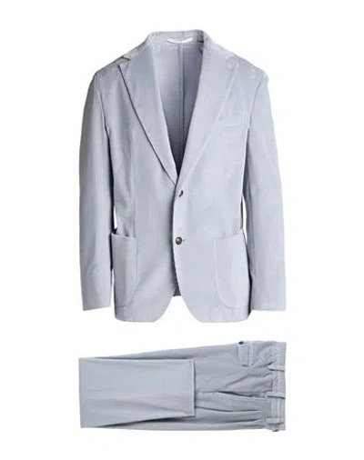 Eleventy Platinum Man Suit Sky Blue Size 40 Cotton, Cashmere, Elastane In Gray