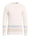 Eleventy Platinum Man Sweater Ivory Size M Cashmere, Alpaca Wool, Silk In Neutral