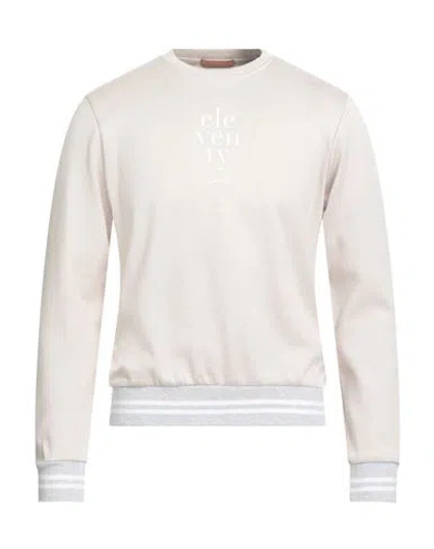 Eleventy Platinum Man Sweatshirt Beige Size S Cotton, Polyamide In White