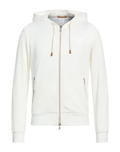 Eleventy Platinum Man Sweatshirt Ivory Size M Cotton, Polyamide, Wool, Linen In White