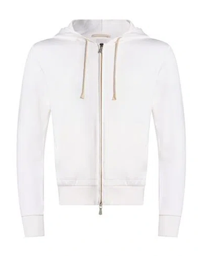 Eleventy Platinum Man Sweatshirt Ivory Size S Cotton, Cashmere, Silk In White