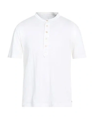 Eleventy White Men Cotton Henley T-shirt