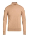 Eleventy Platinum Man Turtleneck Camel Size S Wool, Silk In Nude